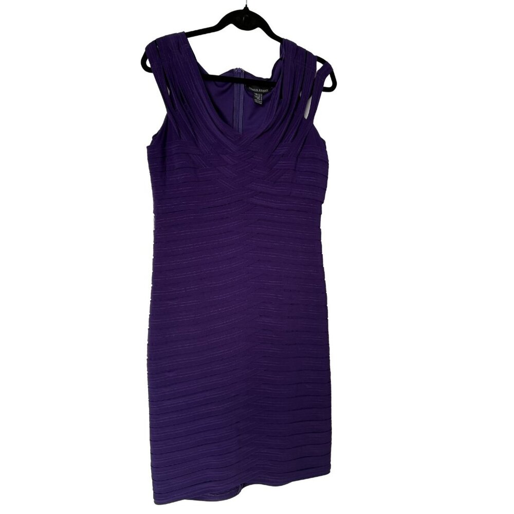 👗 2 fo $30 | Purple Layered Cocktail Dress | Frank Lyman | Great Condition - Picture 2 of 7